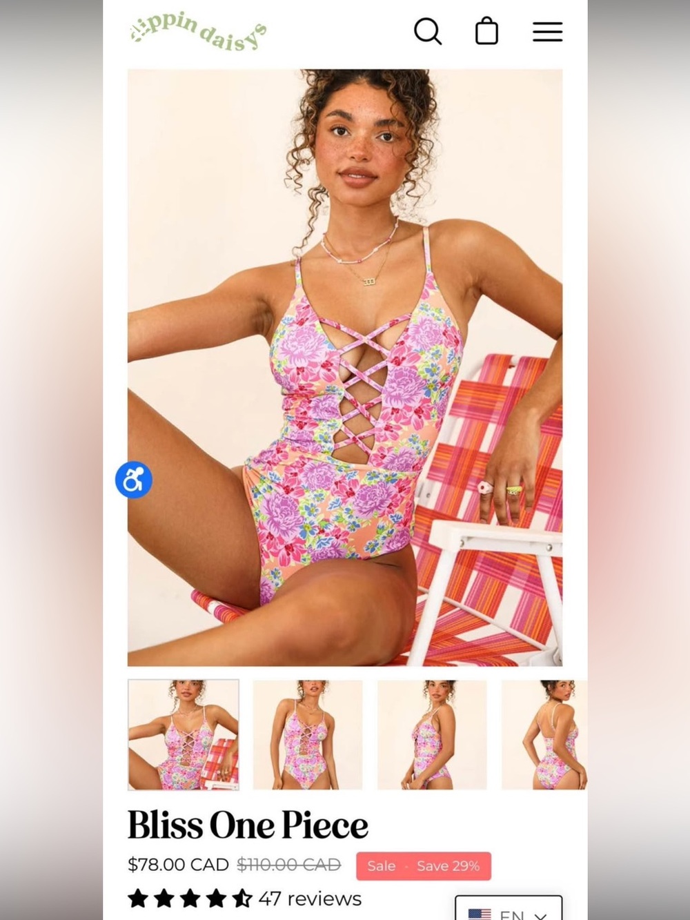 Dippin' Daisy's Pink Floral Lace-Up One Piece